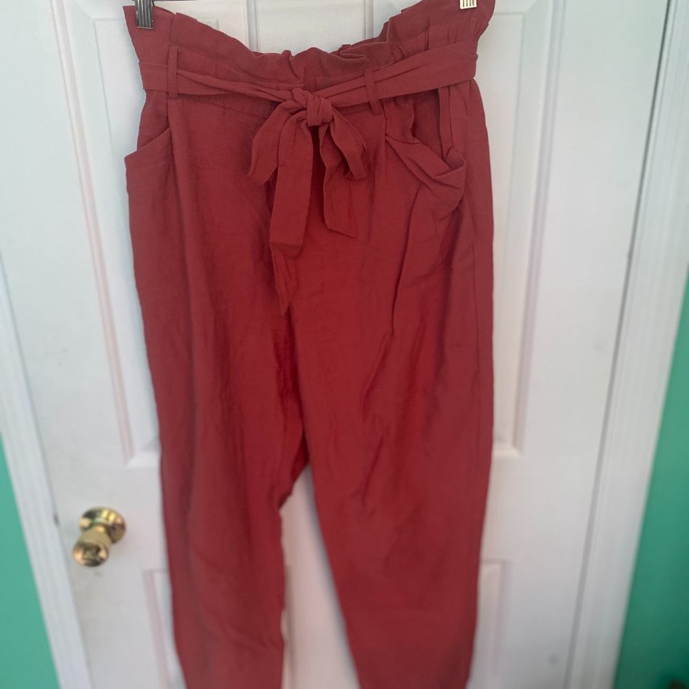 ZARA CORAL TIE TROUSERS